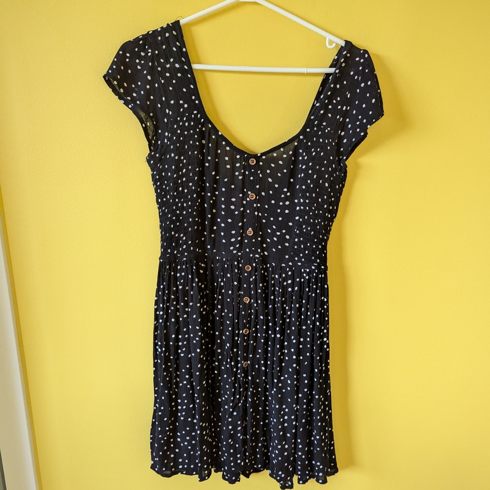 Dress Brave Soul Black and White Pleated Mini Sundress